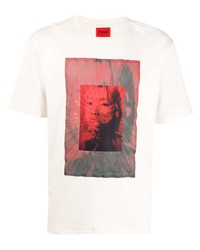 T-shirt girocollo stampata bianca e rossa di BOSS HUGO BOSS