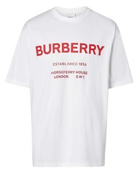 T-shirt girocollo stampata bianca e rossa di Burberry