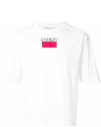 T-shirt girocollo stampata bianca e rossa di Cerruti