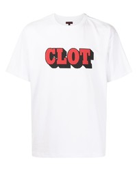T-shirt girocollo stampata bianca e rossa di Clot