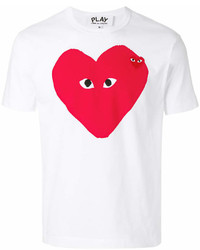 T-shirt girocollo stampata bianca e rossa di Comme des Garcons