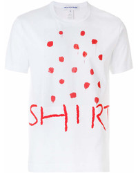 T-shirt girocollo stampata bianca e rossa di Comme des Garcons