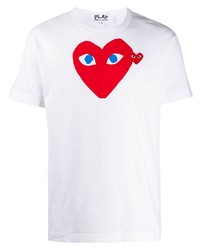 T-shirt girocollo stampata bianca e rossa di Comme Des Garcons Play