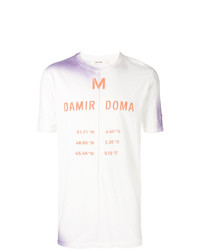 T-shirt girocollo stampata bianca e rossa di Damir Doma