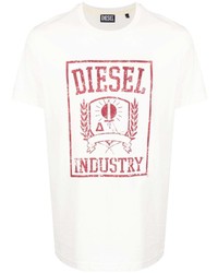 T-shirt girocollo stampata bianca e rossa di Diesel