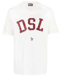 T-shirt girocollo stampata bianca e rossa di Diesel