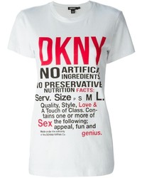 T-shirt girocollo stampata bianca e rossa di DKNY