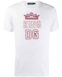 T-shirt girocollo stampata bianca e rossa di Dolce & Gabbana