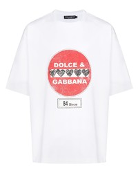 T-shirt girocollo stampata bianca e rossa di Dolce & Gabbana
