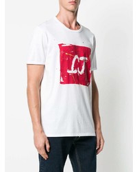 T-shirt girocollo stampata bianca e rossa di Just Cavalli