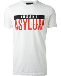 T-shirt girocollo stampata bianca e rossa di DSquared
