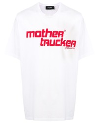 T-shirt girocollo stampata bianca e rossa di DSQUARED2