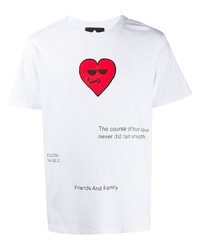 T-shirt girocollo stampata bianca e rossa di DUOltd