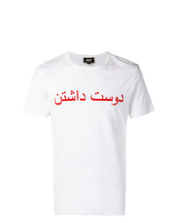 T-shirt girocollo stampata bianca e rossa di Dust