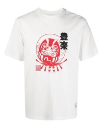 T-shirt girocollo stampata bianca e rossa di Evisu