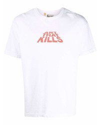 T-shirt girocollo stampata bianca e rossa di GALLERY DEPT.