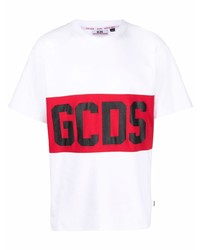 T-shirt girocollo stampata bianca e rossa di Gcds