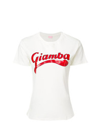 T-shirt girocollo stampata bianca e rossa di Giamba