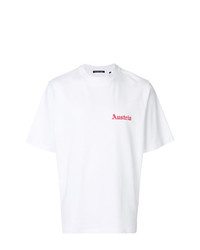 T-shirt girocollo stampata bianca e rossa di Helmut Lang