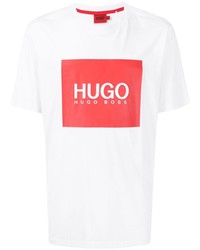 T-shirt girocollo stampata bianca e rossa di Hugo