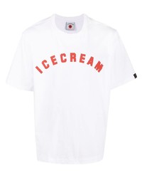 T-shirt girocollo stampata bianca e rossa di Icecream