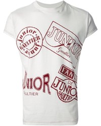 T-shirt girocollo stampata bianca e rossa di Jean Paul Gaultier