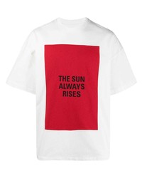 T-shirt girocollo stampata bianca e rossa di Jil Sander