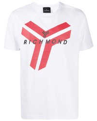 T-shirt girocollo stampata bianca e rossa di John Richmond