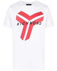 T-shirt girocollo stampata bianca e rossa di John Richmond
