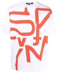 T-shirt girocollo stampata bianca e rossa di Junya Watanabe MAN