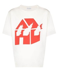 T-shirt girocollo stampata bianca e rossa di JW Anderson