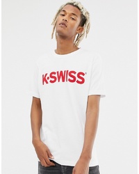 T-shirt girocollo stampata bianca e rossa di K-Swiss