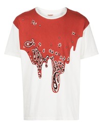 T-shirt girocollo stampata bianca e rossa di KAPITAL