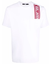 T-shirt girocollo stampata bianca e rossa di Karl Lagerfeld
