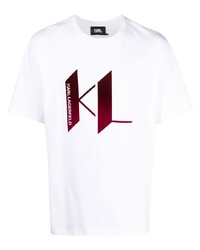T-shirt girocollo stampata bianca e rossa di Karl Lagerfeld