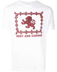 T-shirt girocollo stampata bianca e rossa di Kent & Curwen