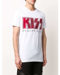 T-shirt girocollo stampata bianca e rossa di Philipp Plein