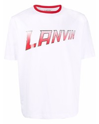 T-shirt girocollo stampata bianca e rossa di Lanvin