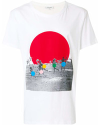 T-shirt girocollo stampata bianca e rossa di Les Benjamins