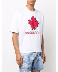 T-shirt girocollo stampata bianca e rossa di DSQUARED2