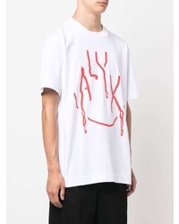 T-shirt girocollo stampata bianca e rossa di 1017 Alyx 9Sm