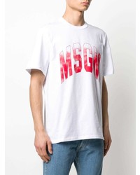 T-shirt girocollo stampata bianca e rossa di MSGM