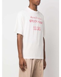 T-shirt girocollo stampata bianca e rossa di Acne Studios