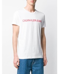 T-shirt girocollo stampata bianca e rossa di Calvin Klein Jeans