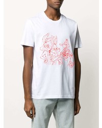 T-shirt girocollo stampata bianca e rossa di Iceberg