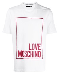 T-shirt girocollo stampata bianca e rossa di Love Moschino