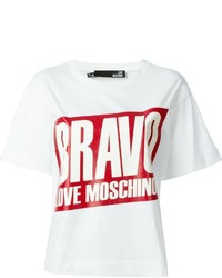 T-shirt girocollo stampata bianca e rossa di Love Moschino