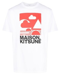 T-shirt girocollo stampata bianca e rossa di MAISON KITSUNÉ