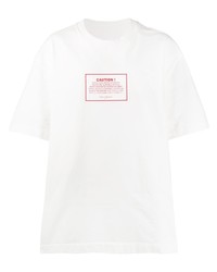 T-shirt girocollo stampata bianca e rossa di Maison Margiela