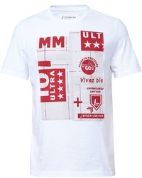 T-shirt girocollo stampata bianca e rossa di Maison Margiela